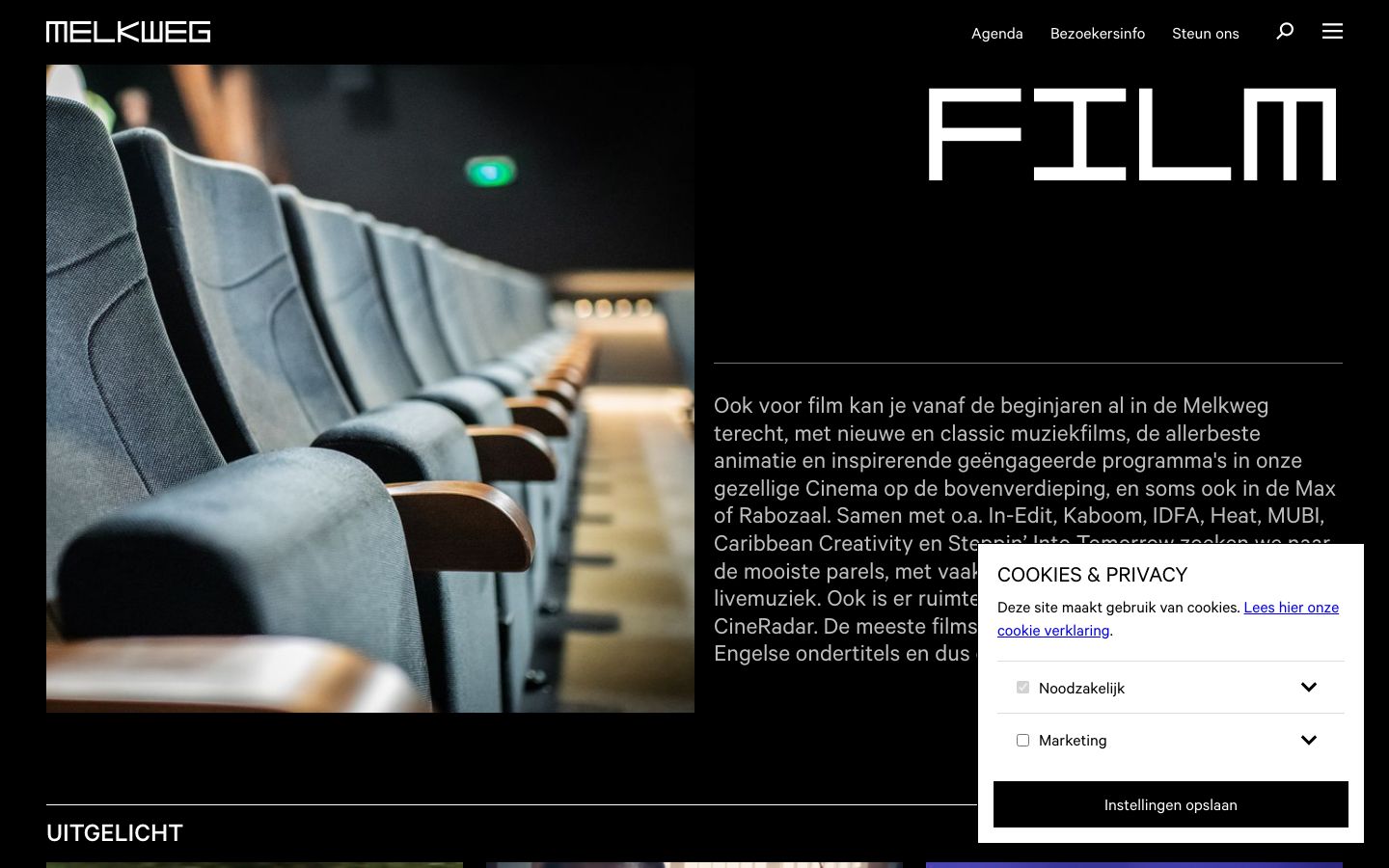 Homepage screenshot of Melkweg