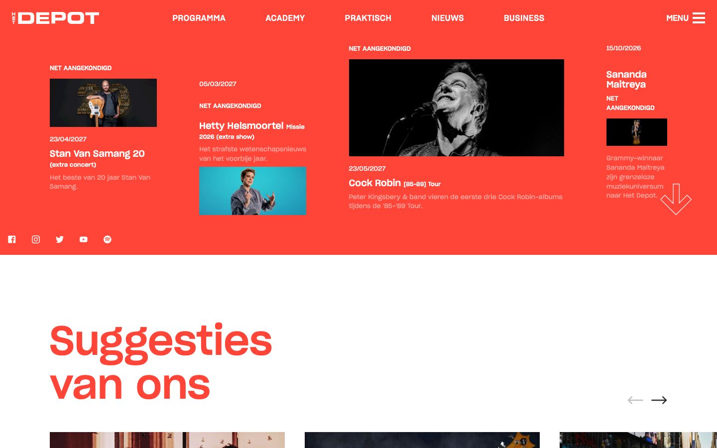 Homepage screenshot of Het Depot