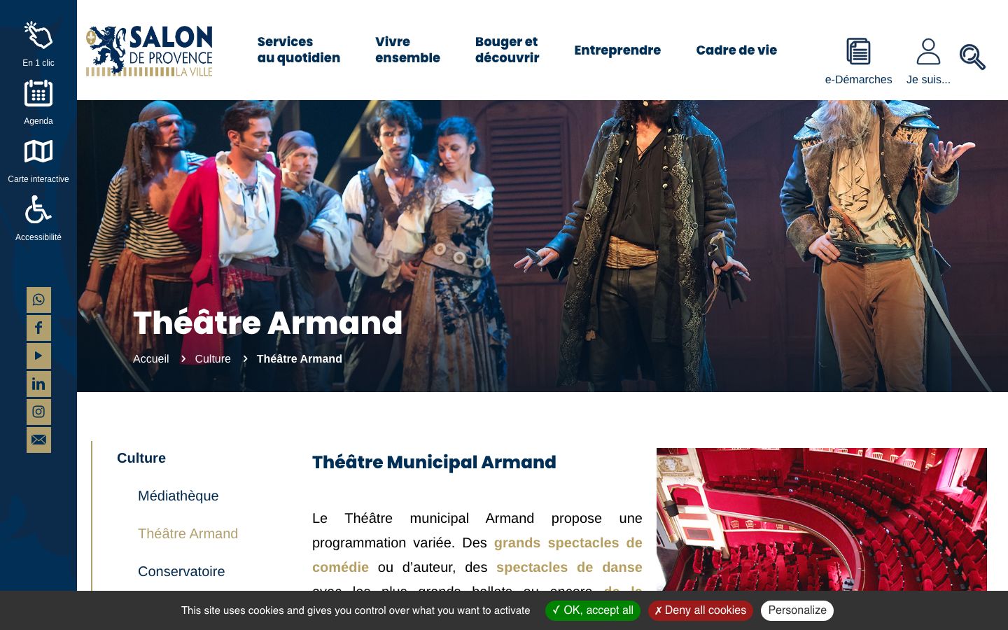 Homepage screenshot of Théâtre Armand