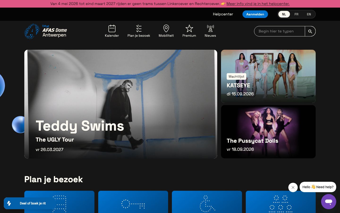 Homepage screenshot of AFAS Dome