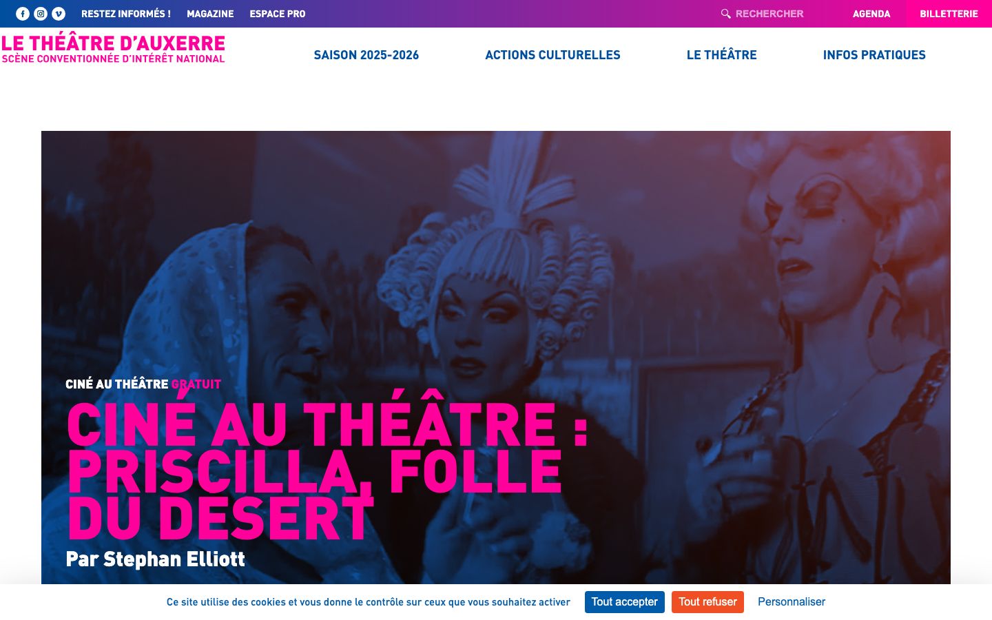 Event detail page screenshot of Le Théâtre d'Auxerre