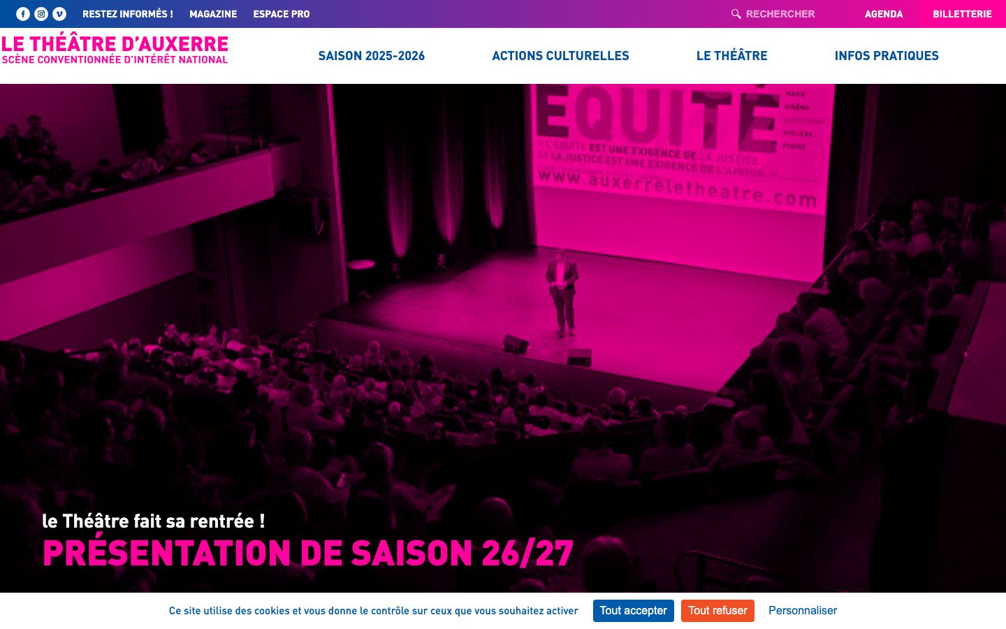 Homepage screenshot of Le Théâtre d'Auxerre