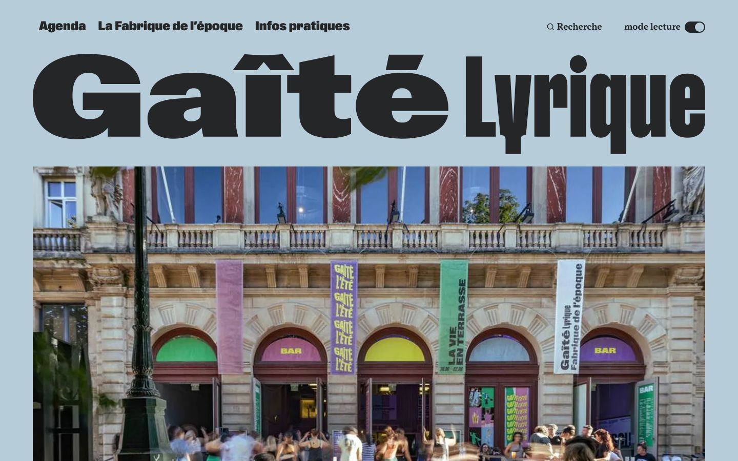 Homepage screenshot of Gaîté Lyrique