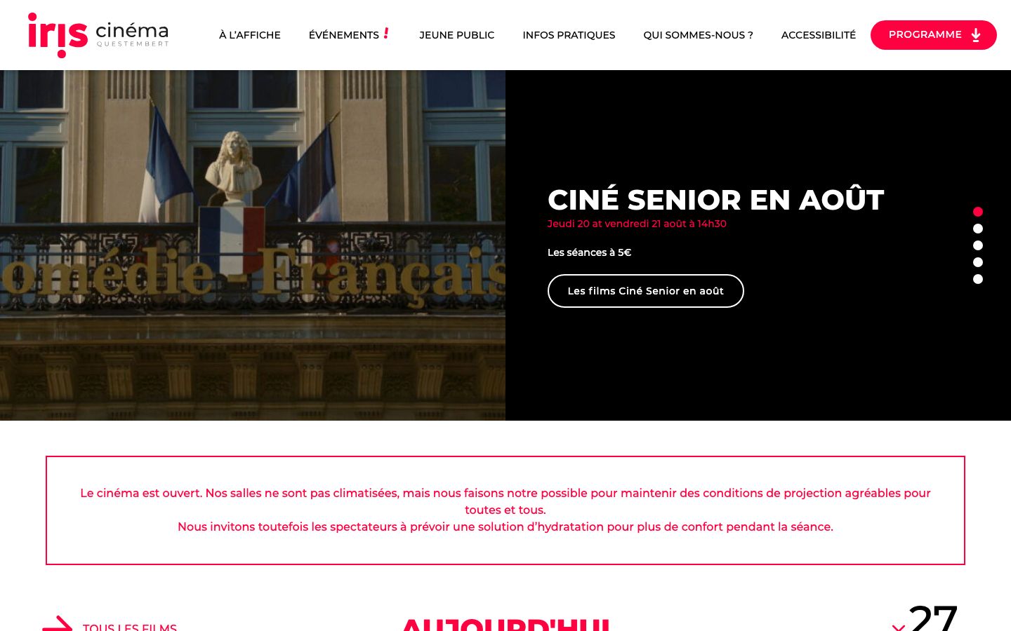 Homepage screenshot of Iris Cinéma Questembert