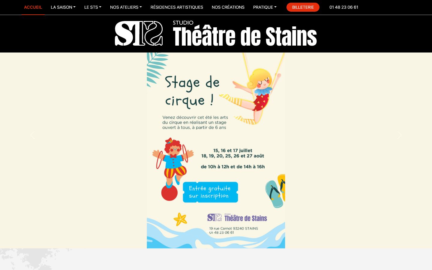Homepage screenshot of Studio Théâtre de Stains