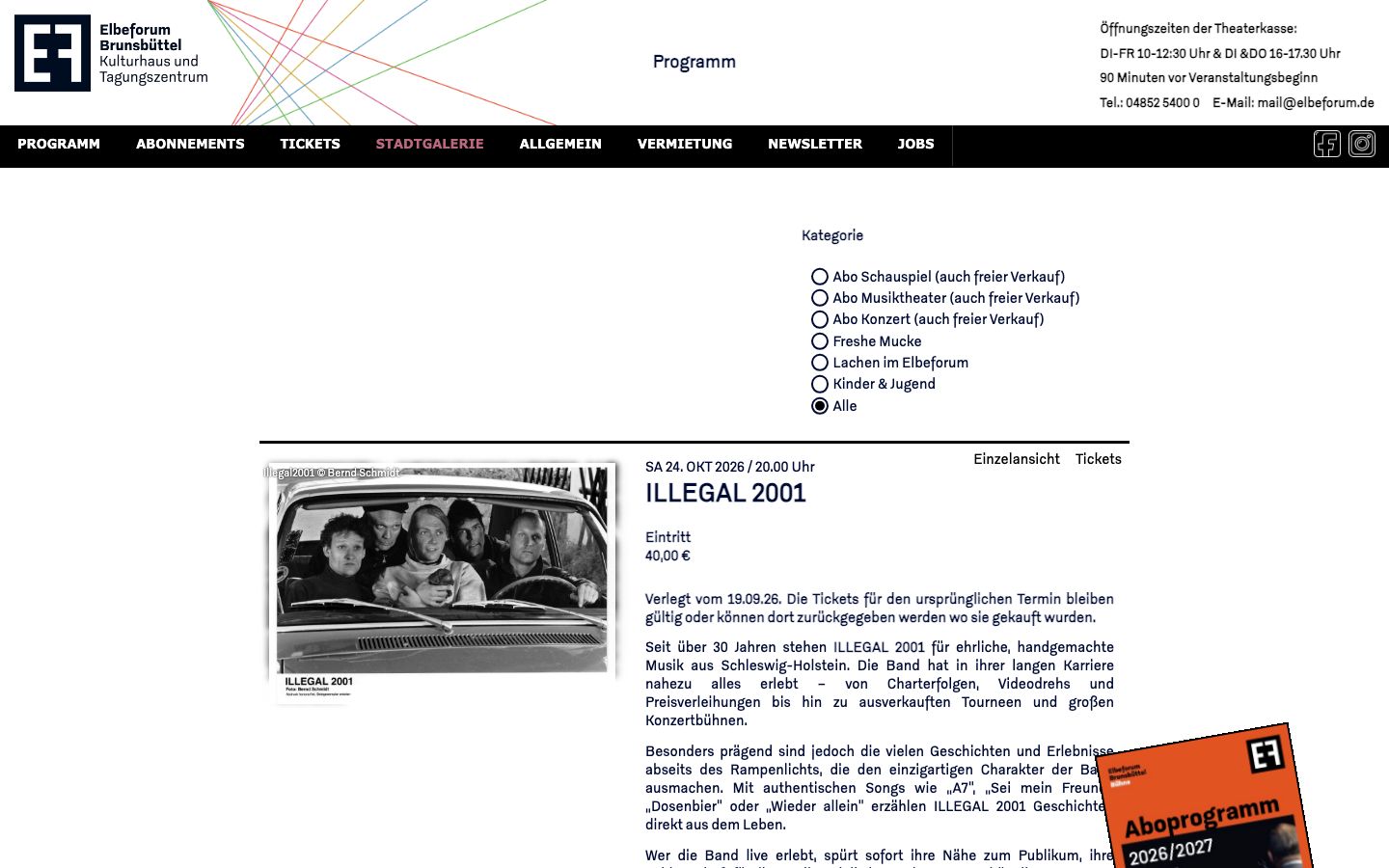 Homepage screenshot of Elbeforum Brunsbüttel