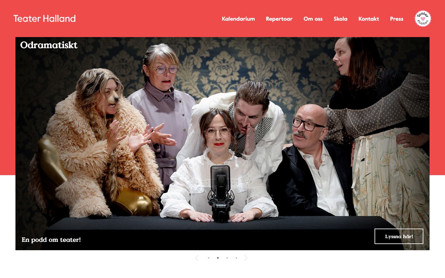 Homepage screenshot of Teater Halland