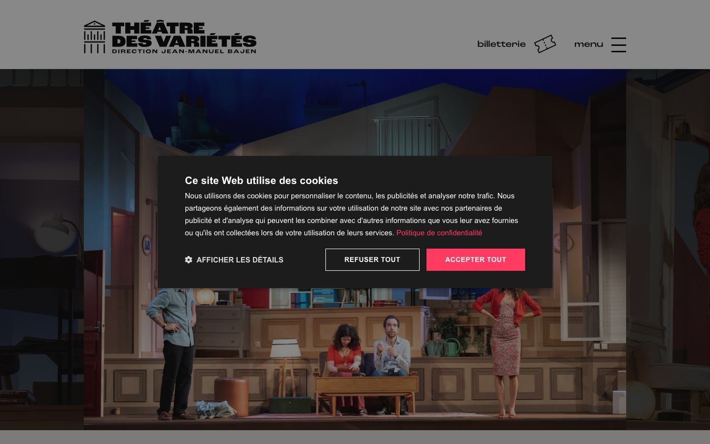 Homepage screenshot of Théâtre des Variétés