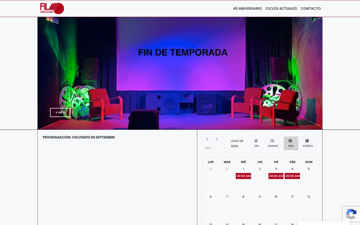 Homepage screenshot of Filmoteca
