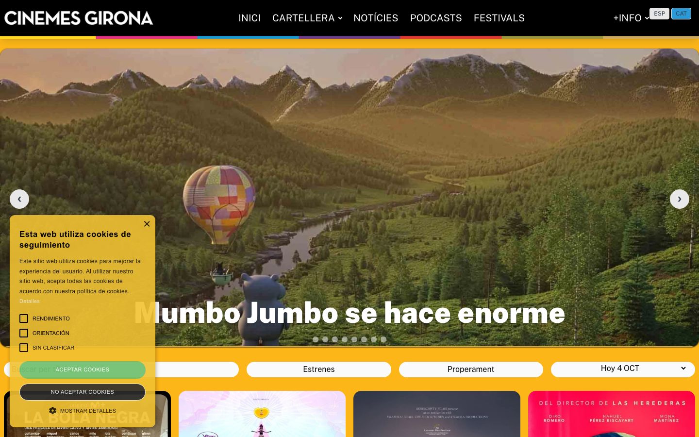 Homepage screenshot of Cinemes Girona