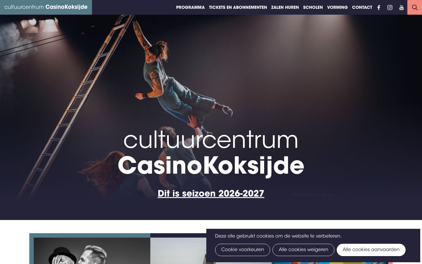 Homepage screenshot of Cultuurcentrum CasinoKoksijde