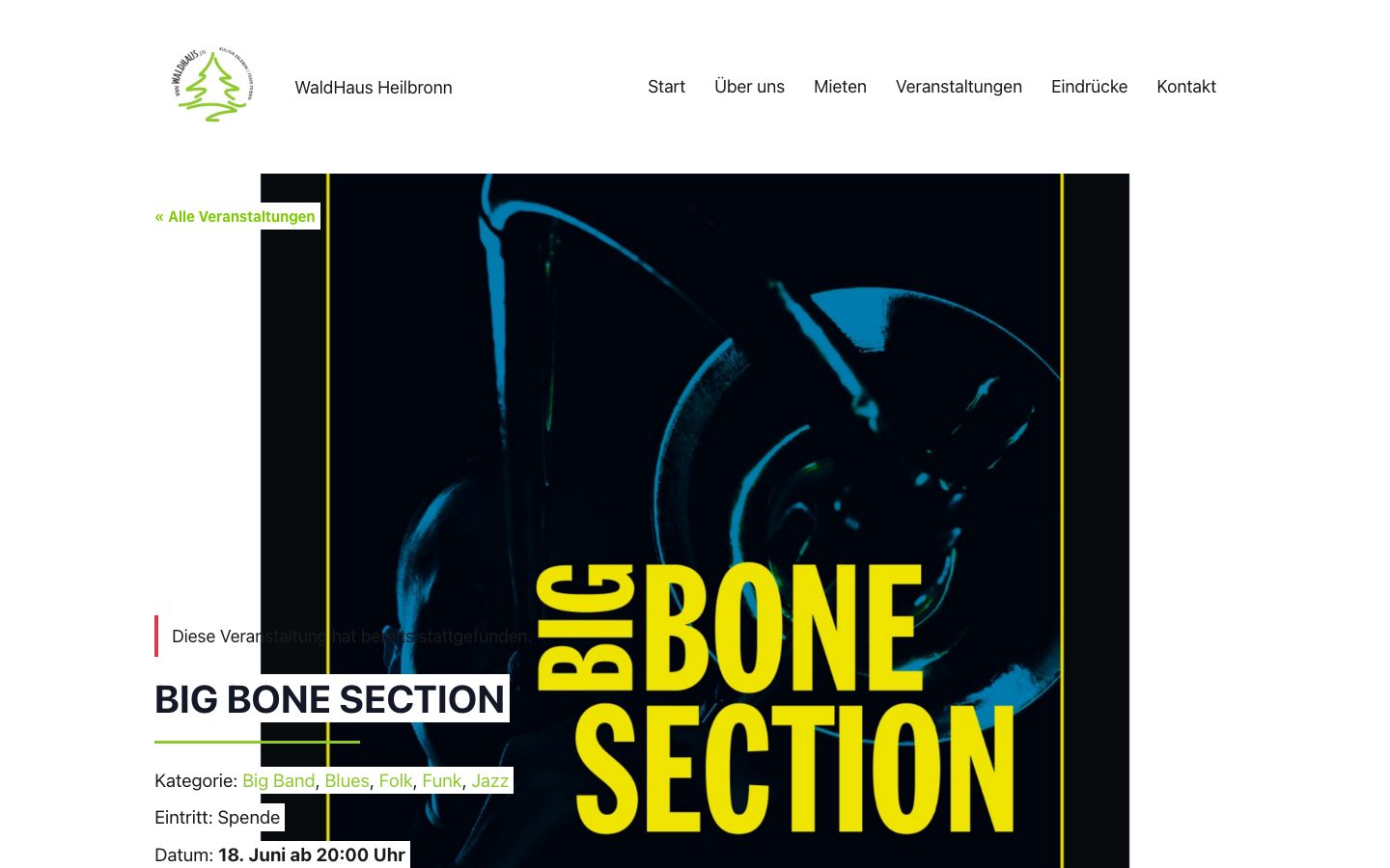 Event detail page screenshot of WaldHaus Heilbronn