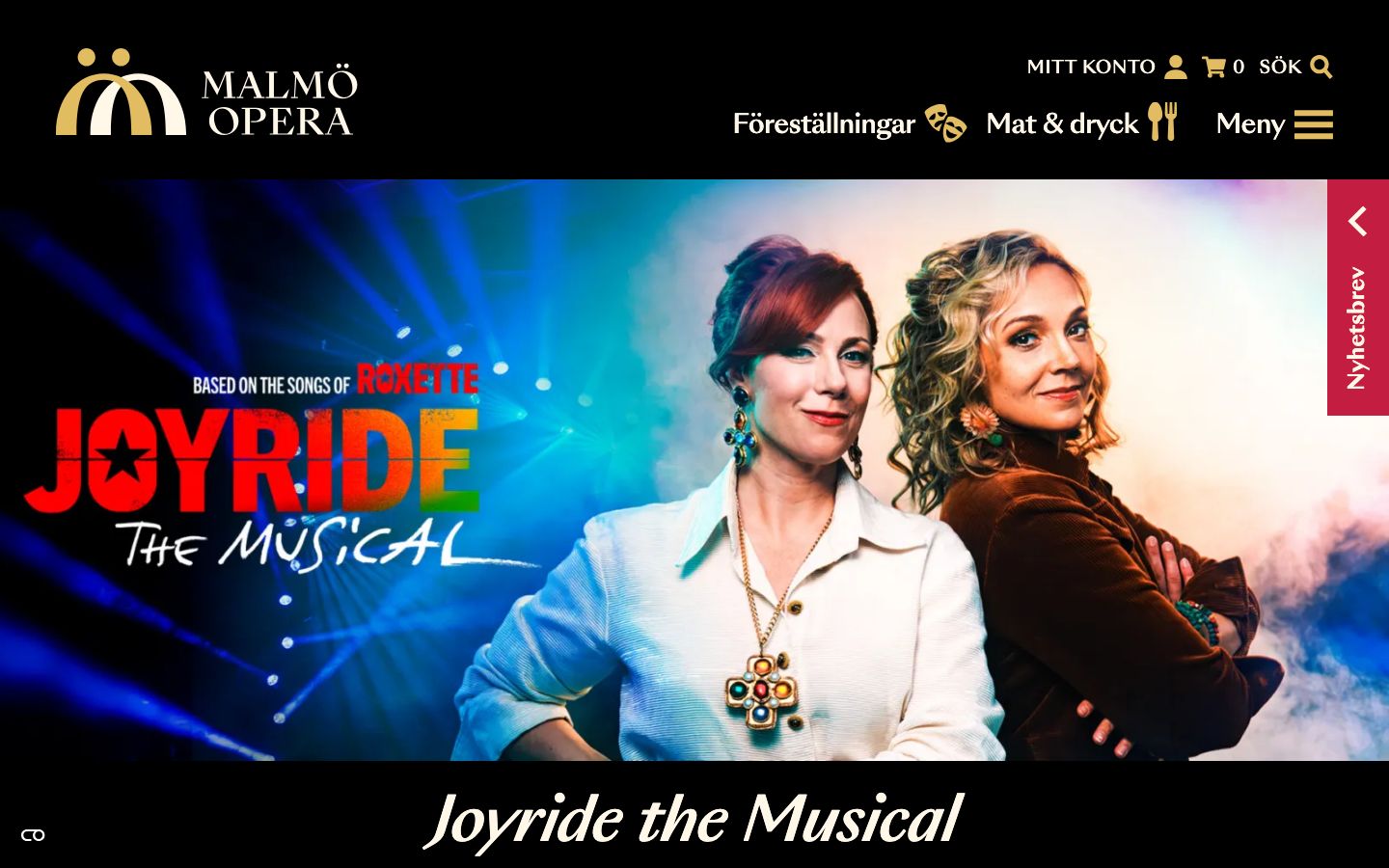 Homepage screenshot of Malmö Opera