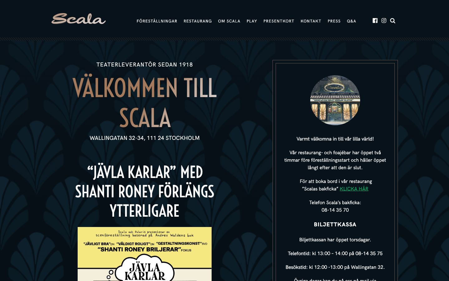 Homepage screenshot of Scalateatern