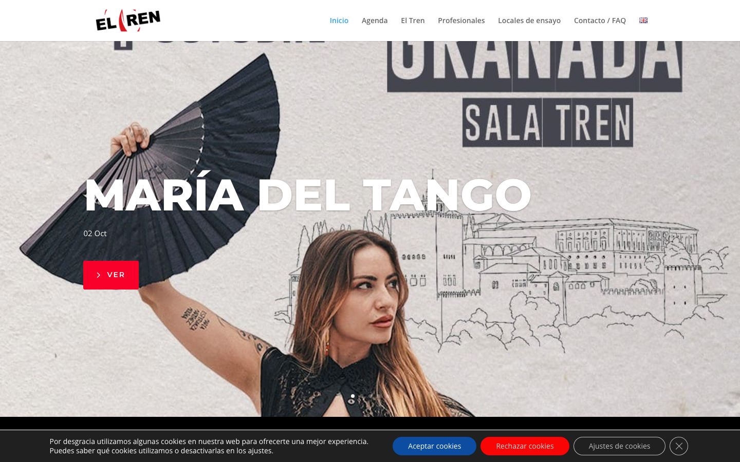 Homepage screenshot of Sala El Tren