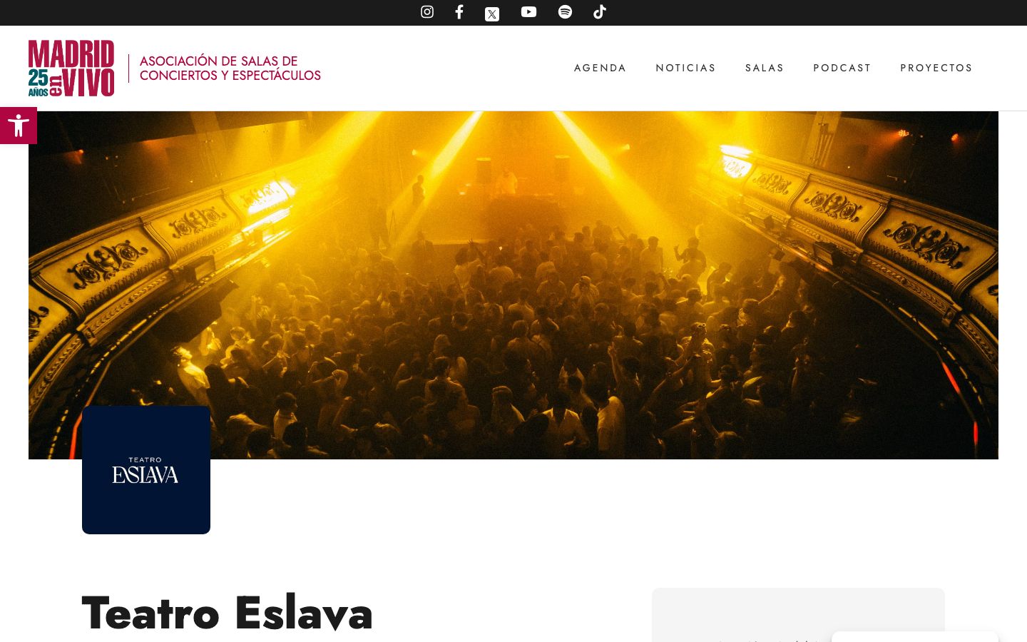 Homepage screenshot of Madrid en Vivo