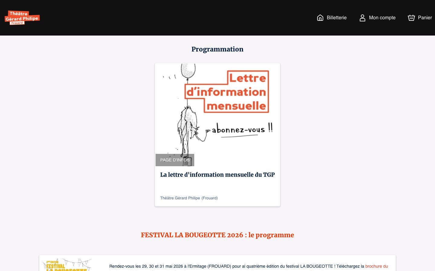 Homepage screenshot of Théâtre Gérard Philipe - Frouard