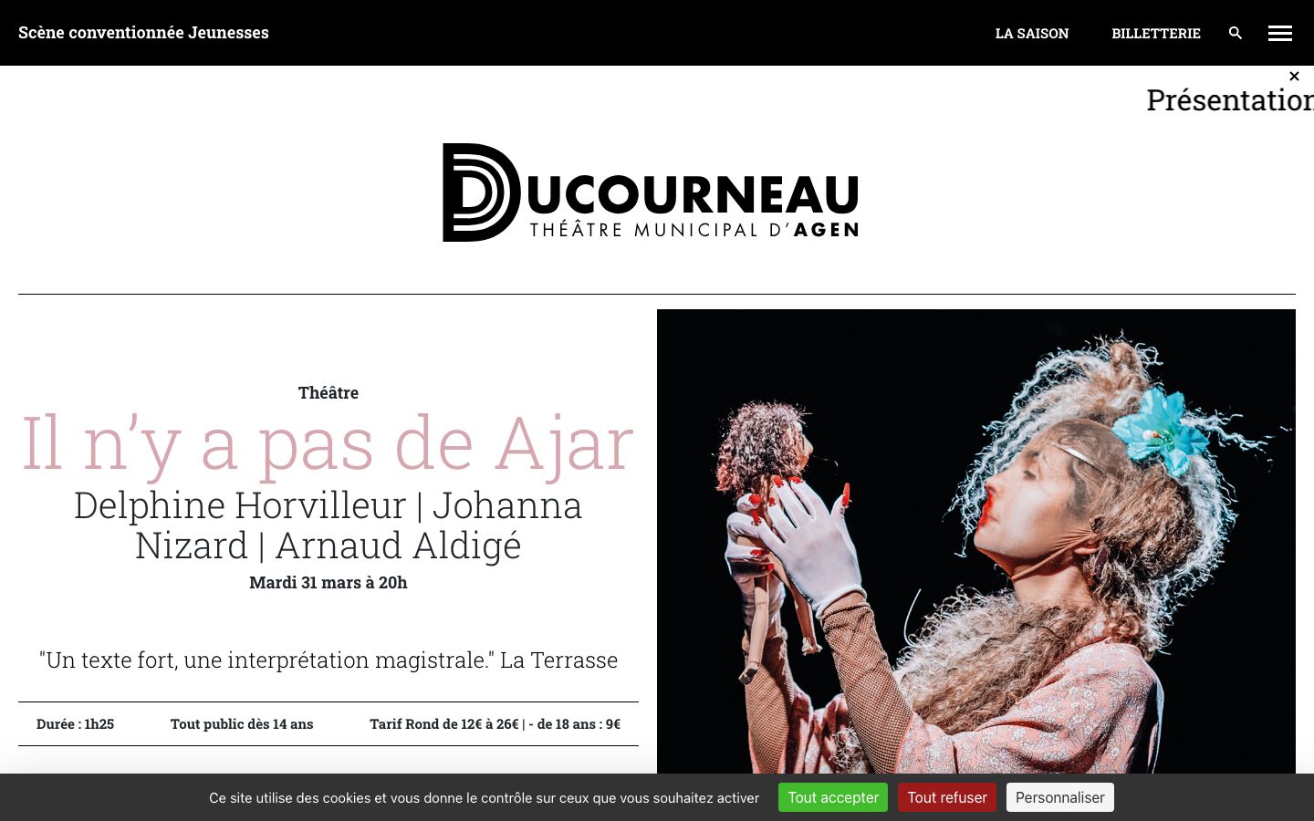 Event detail page screenshot of Théâtre Ducourneau