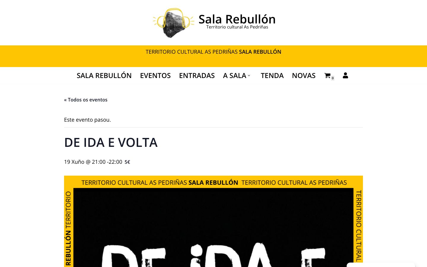 Event detail page screenshot of Sala Rebullón