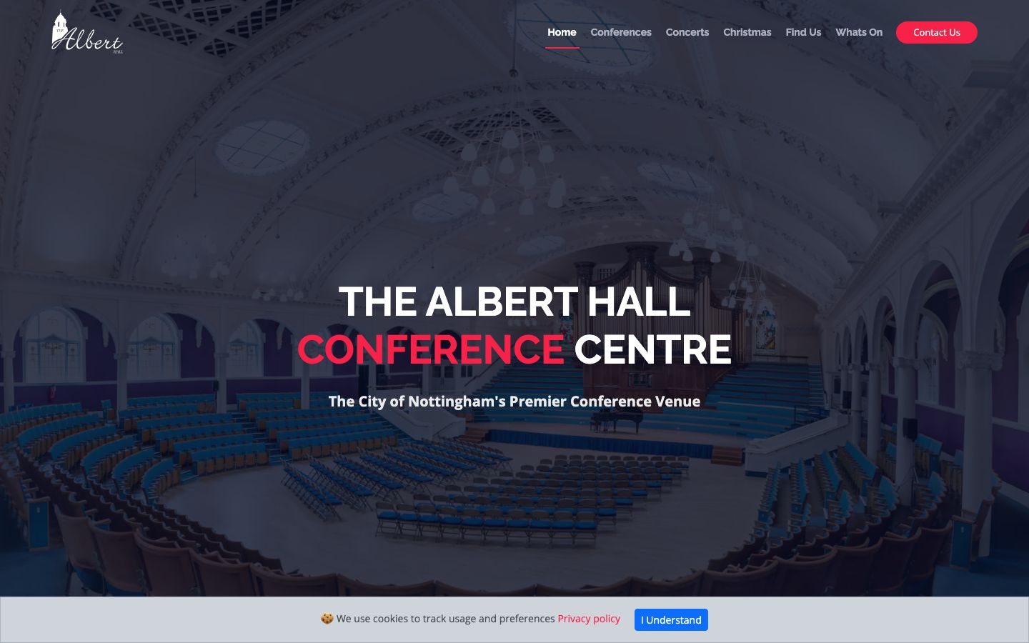Homepage screenshot of The Albert Hall Conference Centre