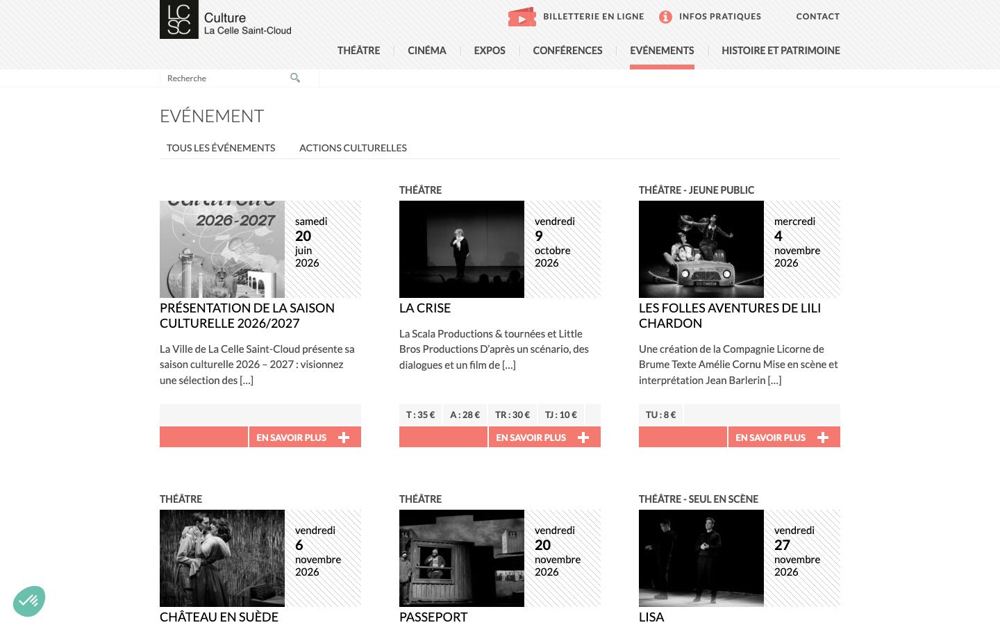 Event detail page screenshot of Culture - La Celle Saint-Cloud