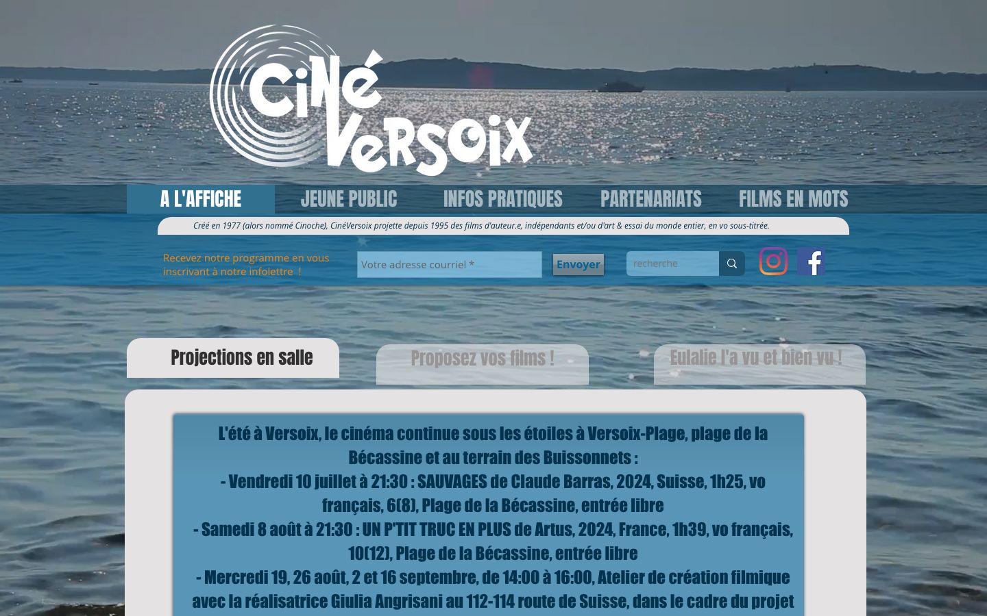Homepage screenshot of cineversoix