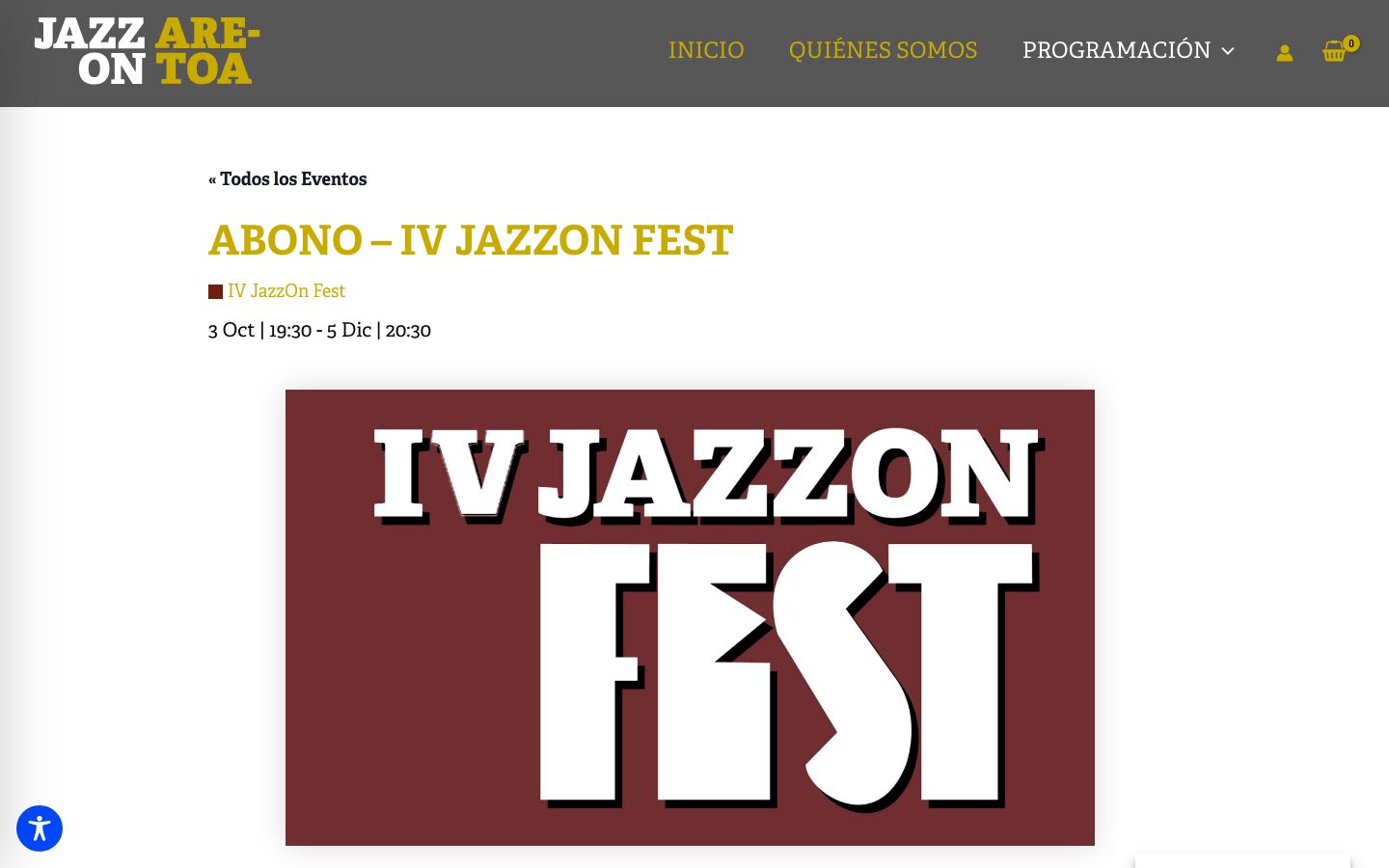 Event detail page screenshot of Jazzon Aretoa