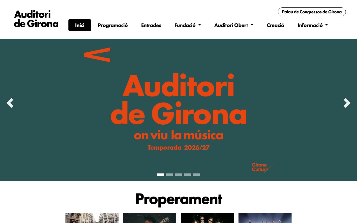 Homepage screenshot of Auditori de Girona