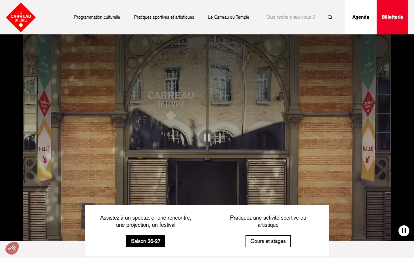 Homepage screenshot of Le Carreau du Temple