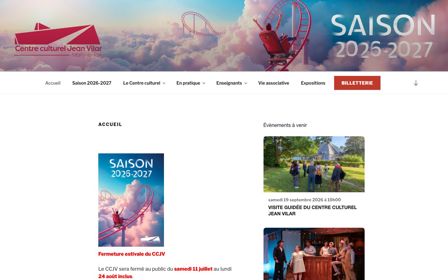 Homepage screenshot of Centre Culturel Jean Vilar