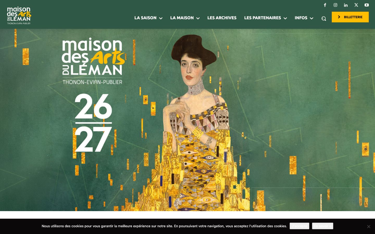 Homepage screenshot of Maison des Arts du Léman