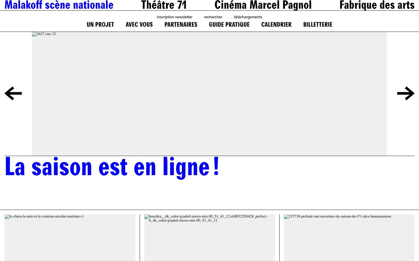 Homepage screenshot of Malakoff scène nationale