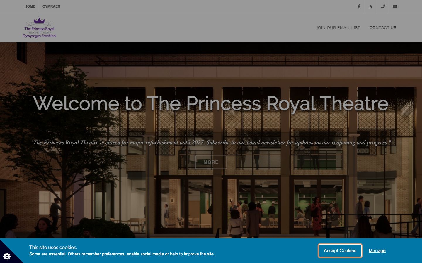 Homepage screenshot of Princess Royal Theatre