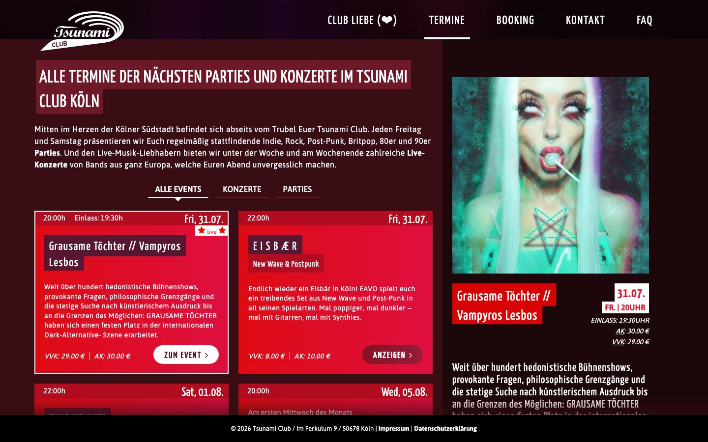 Homepage screenshot of Tsunami-Club