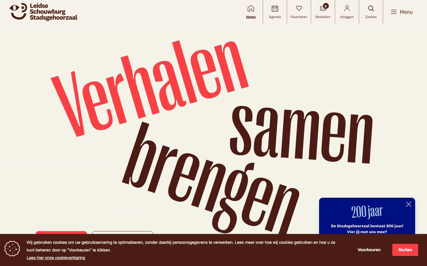 Homepage screenshot of Leidse Schouwburg - Stadsgehoorzaal