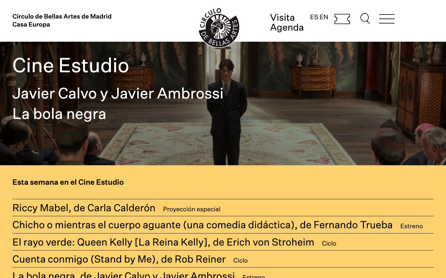 Homepage screenshot of Círculo de Bellas Artes