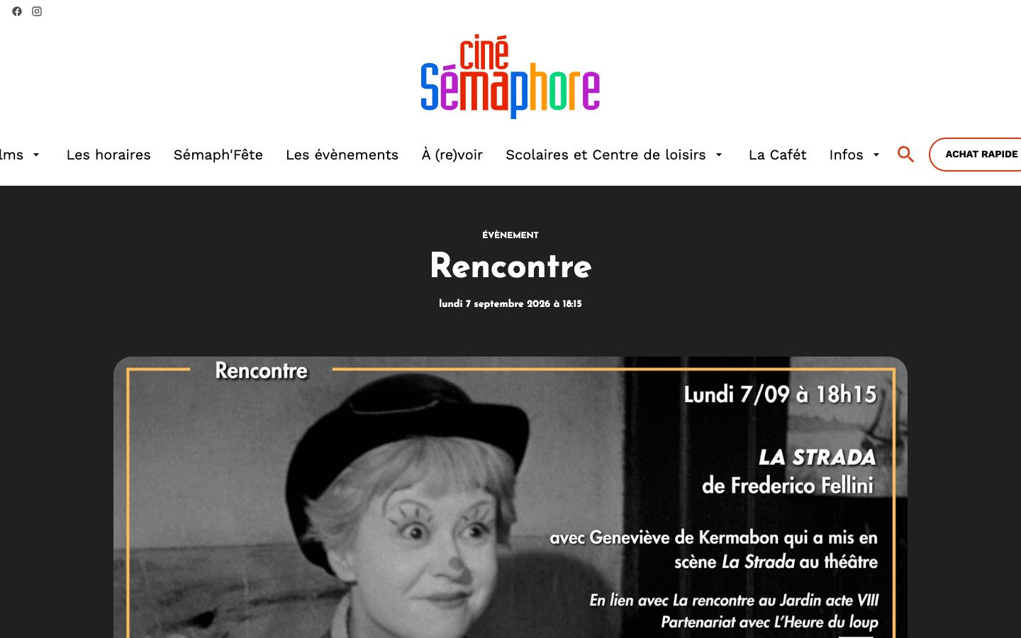 Event detail page screenshot of Le Sémaphore