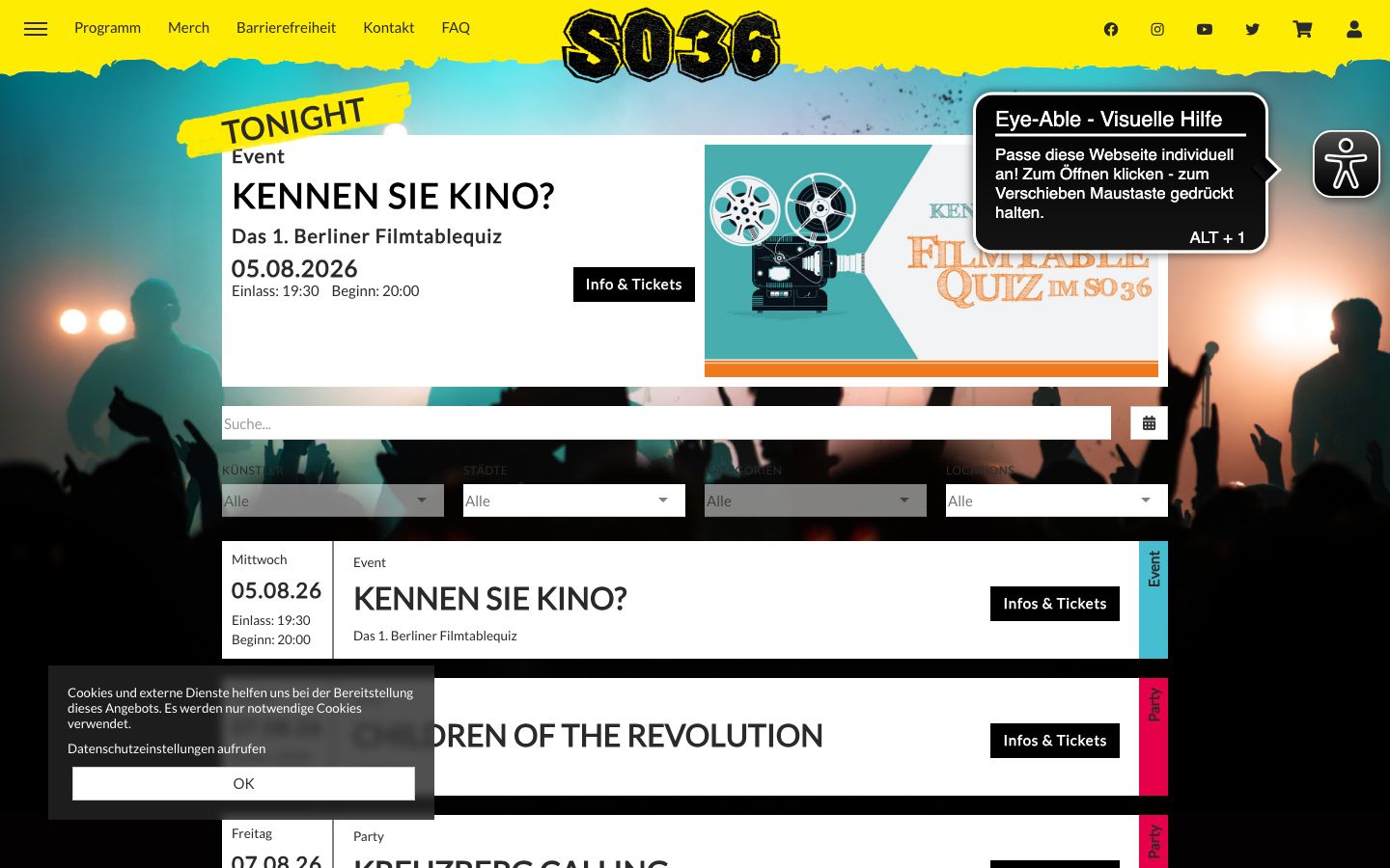 Homepage screenshot of SO36