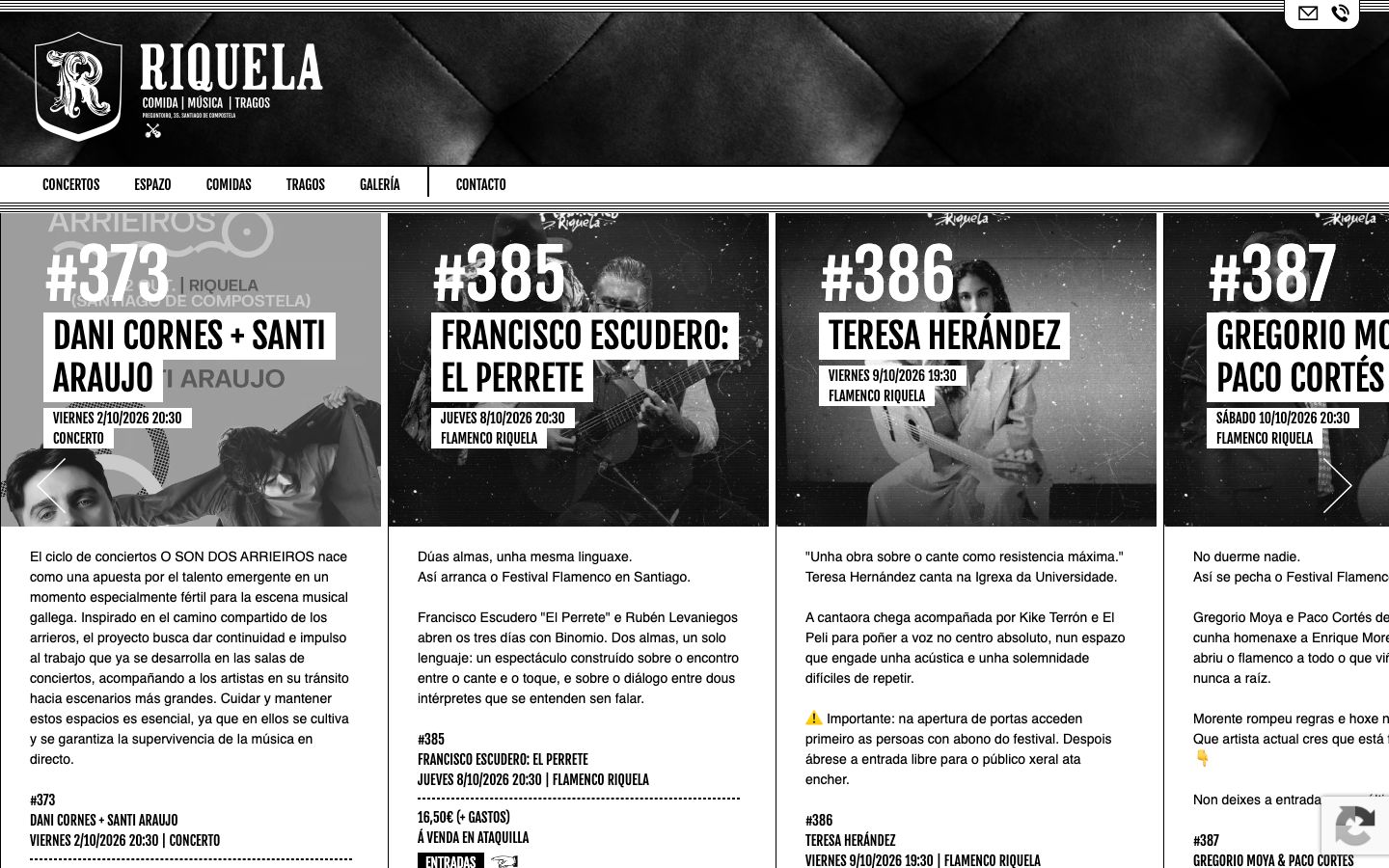 Homepage screenshot of Riquela
