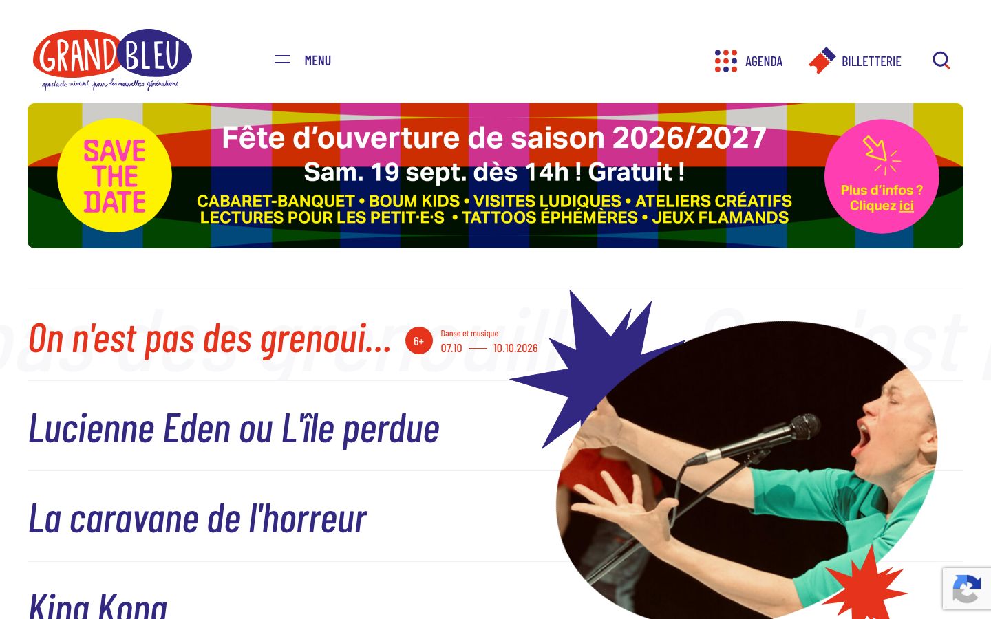 Homepage screenshot of Le Grand Bleu