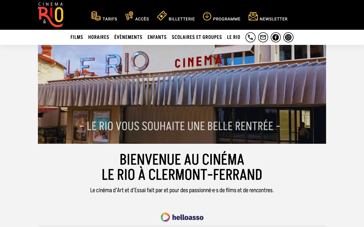Homepage screenshot of Cinéma Le Rio
