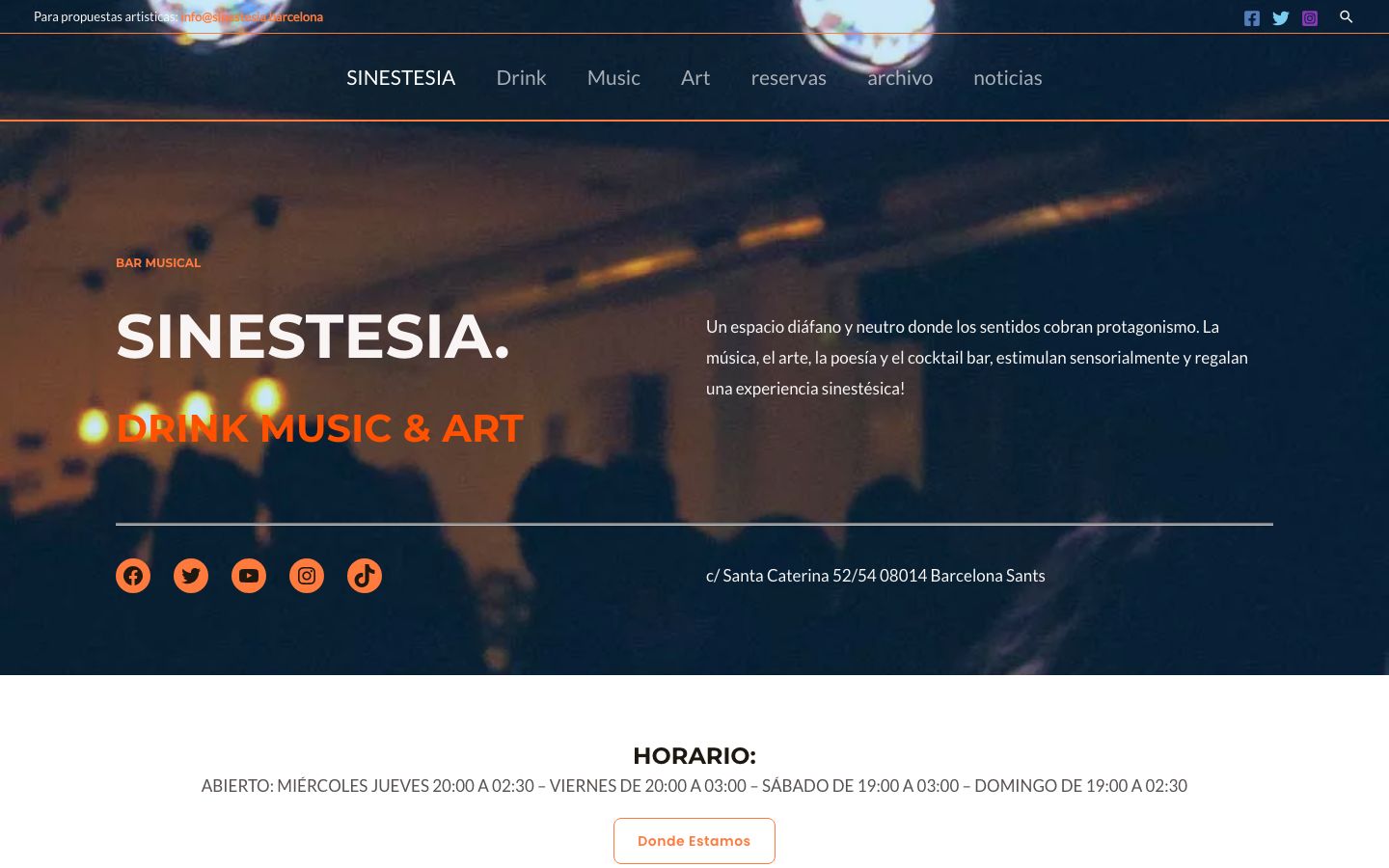 Homepage screenshot of SINESTESIA