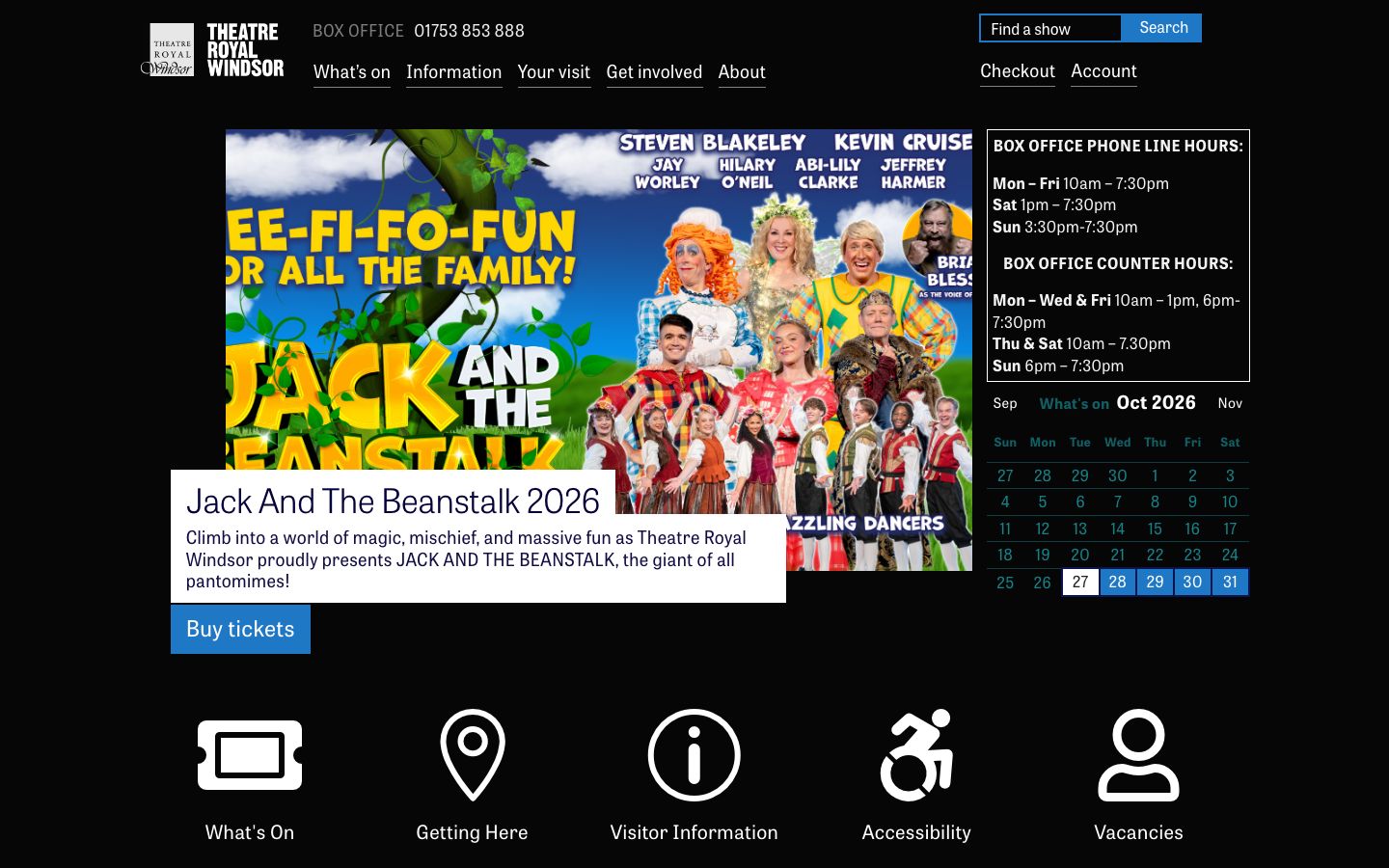 Homepage screenshot of Theatre Royal Windsor