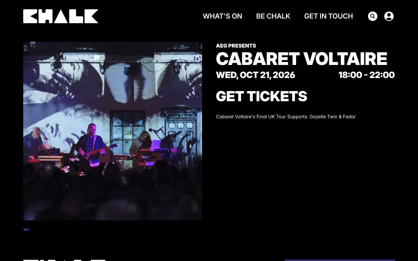 Event detail page screenshot of Chalk