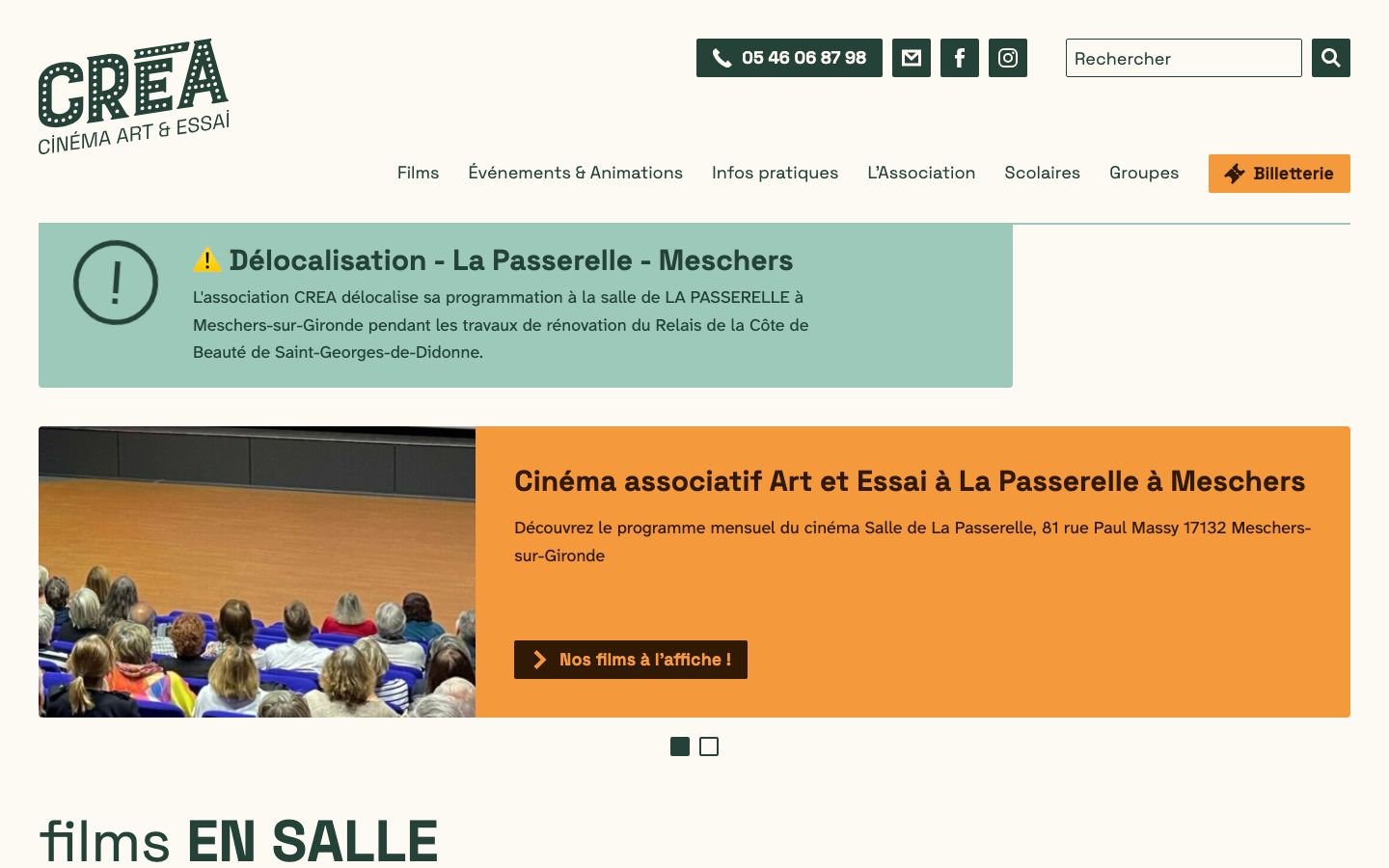 Homepage screenshot of Association Créa