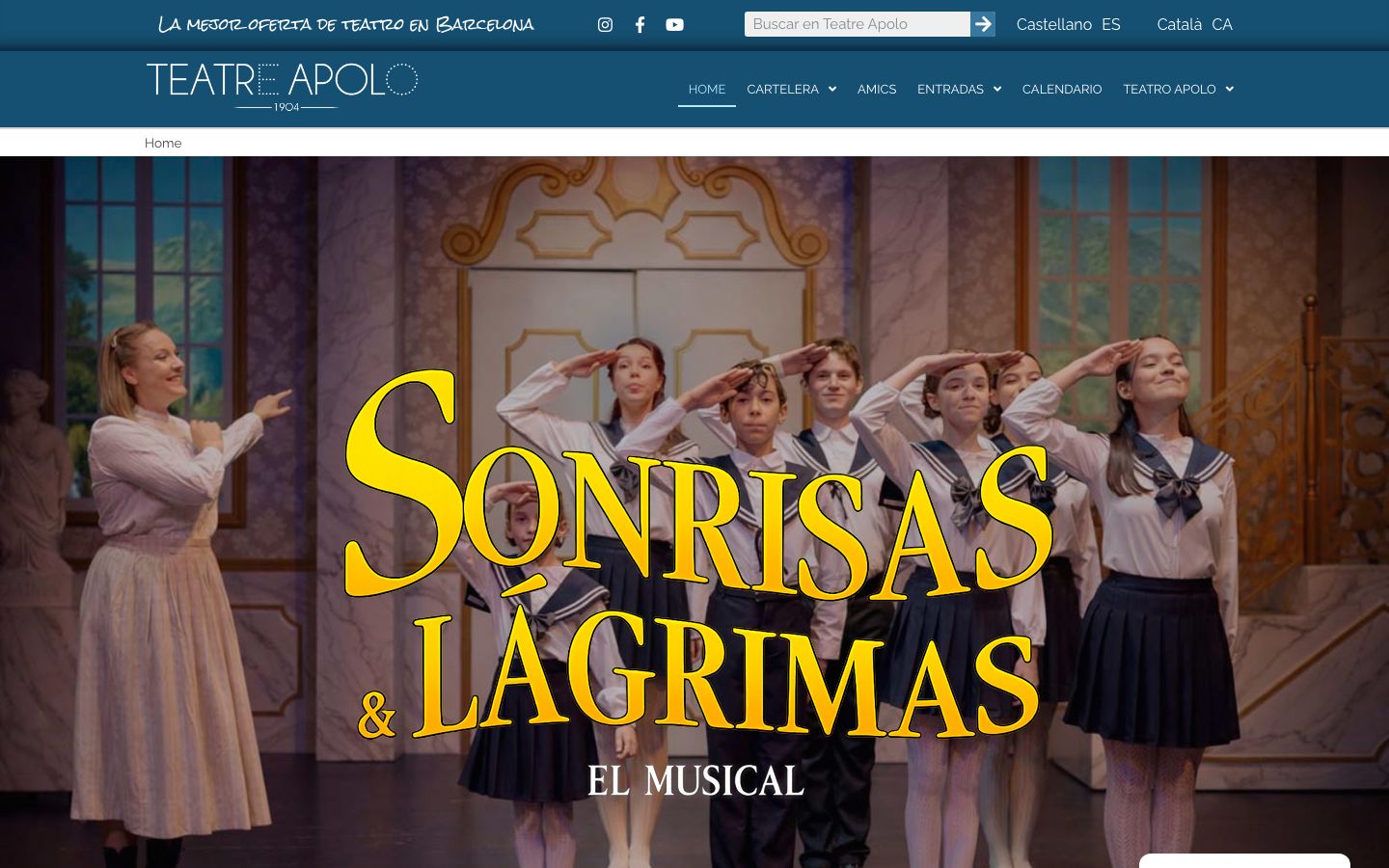 Homepage screenshot of Teatre Apolo de Barcelona