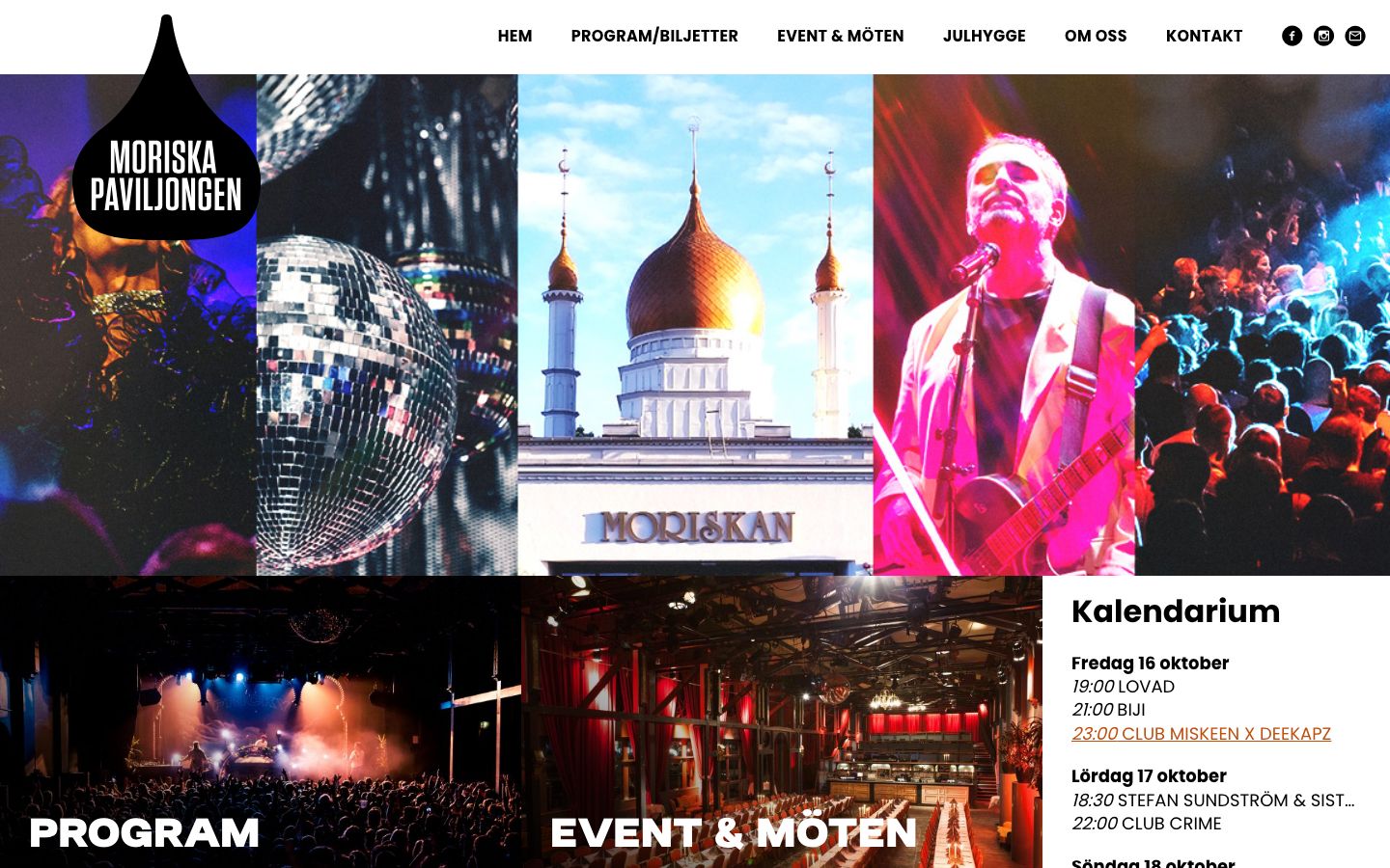 Homepage screenshot of Moriska Paviljongen