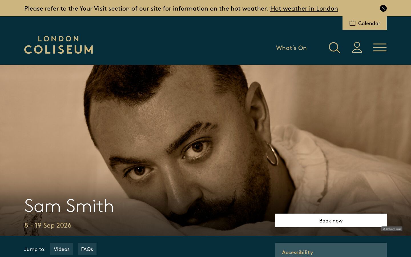 Event detail page screenshot of London Coliseum
