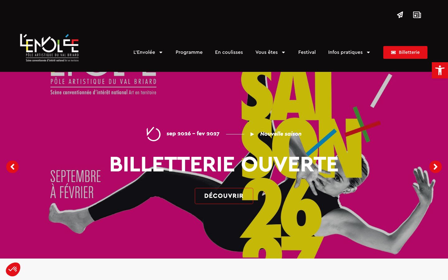 Homepage screenshot of L'Envolée