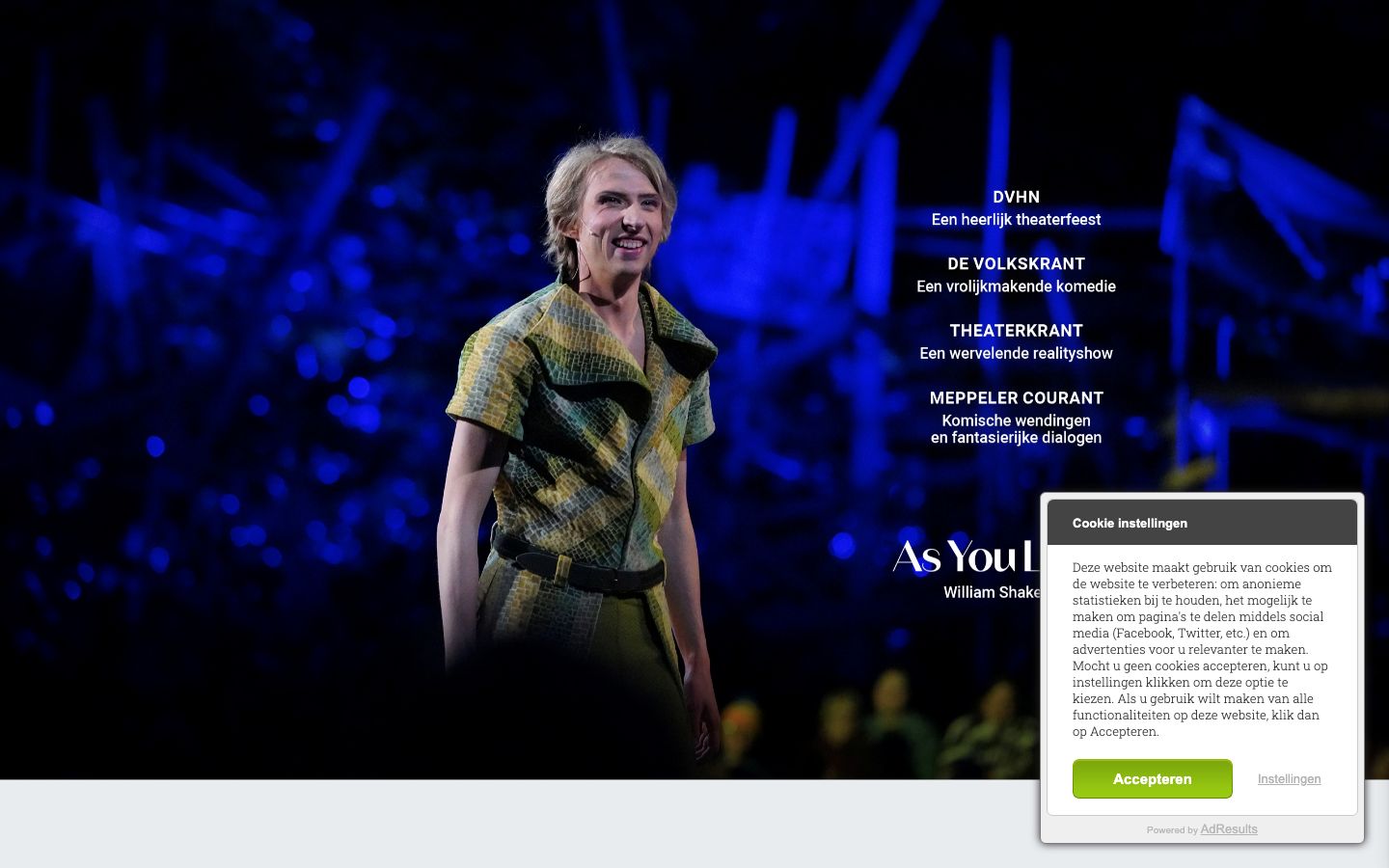 Homepage screenshot of Shakespeare Theater Diever